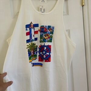 Y2K NEW Royal Caribbean White Graphic Tank Top RARE cruise collector men’s xl